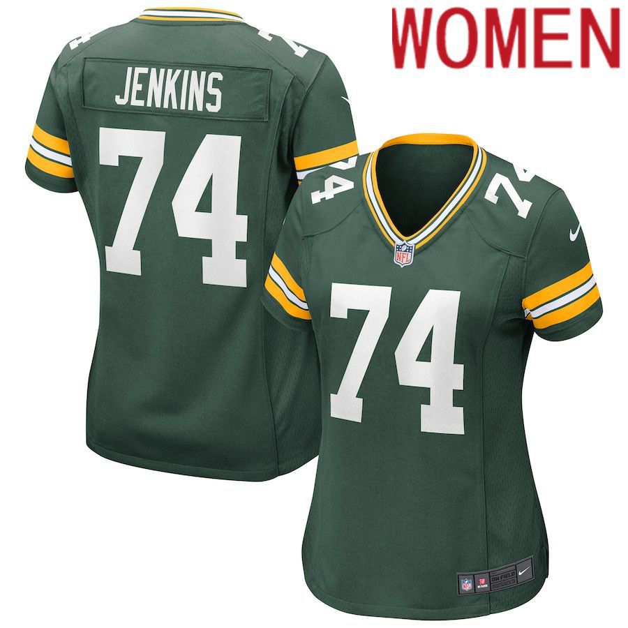 Women Green Bay Packers #74 Elgton Jenkins Nike Green Game NFL Jersey->women nfl jersey->Women Jersey